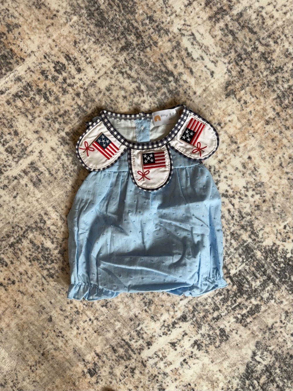 Light Blue Baby One-Piece Bodysuit with Patriotic Collar